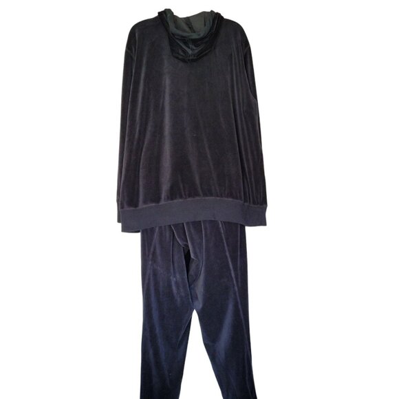 Merona Womens Track Suit 2pc Size 28W Black Velour Polyester Tie Pants Hood - Picture 3 of 16
